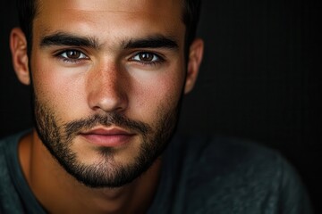 Obraz premium a striking portrait of a man, capturing the essence of character and emotion through expressive features and a compelling gaze