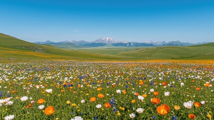 Obraz premium Mountain wildflowers summer meadow landscape