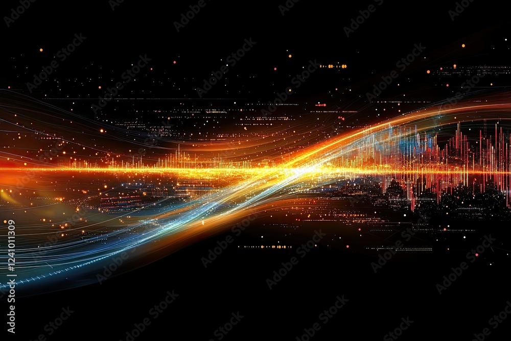Poster digital matrix data waveform abstract concept in the context of music dynamic wave