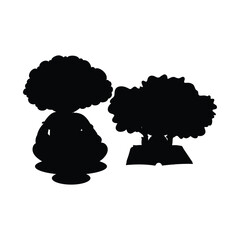 silhouette of a children read book