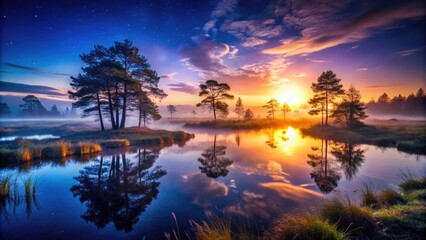 Dark, atmospheric Hochmoor photography captures a mystical bog's low-light beauty.