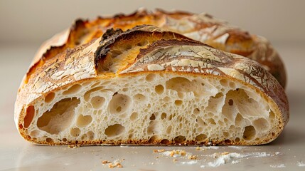 Freshly Baked Artisanal Bread Loaf with Crispy Golden Crust and Fluffy Interior