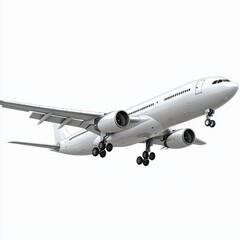 White Commercial Airplane Flying with Clear Blue Sky and Bright Sunlight in the Background for Travel and Adventure Concepts