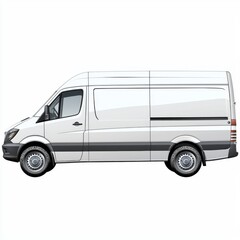 White Delivery Van Side View with Simple Design and Clean Lines for Transportation Needs