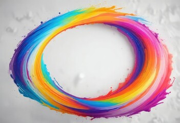 Obraz premium Swirling rainbow colors forming a vibrant circle on white surface, rainbow, swirl, colorful