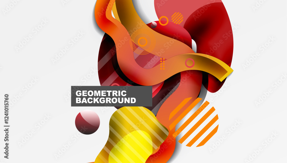 Poster abstract background - lines circles and liquid shapes