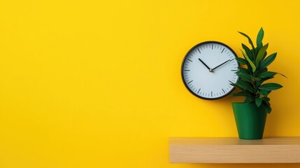 Alarm clock display showing a consistent wake up time emphasizing the regularity of sleep schedules and healthy morning routines  The alarm clock is complemented by a small green plant