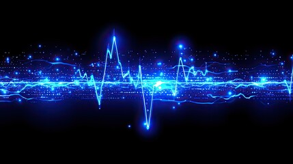 Abstract Blue Light Waveform Digital Art