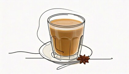 vector of indian chai in a glass; fashionable beverage; tea art project, isolated, copy space