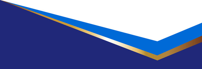 Border shape for banner design. Blue header section with golden line. Abstract bottom for web page. Curved divider template. Wavy horizontal separator