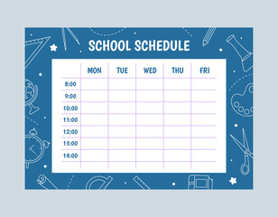 School weekly schedule vector design template