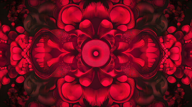 A raspberry design featuring bold, symmetrical patterns and vibrant contrasts, making a powerful visual statement.