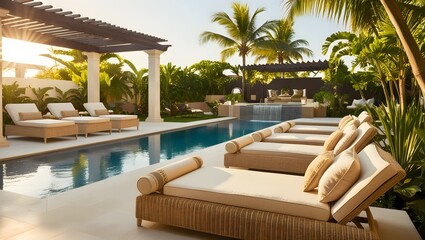 Obraz premium swimming pool in hotel resort