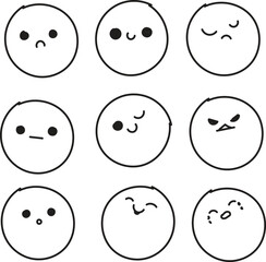 set of hand drawn doodles faces