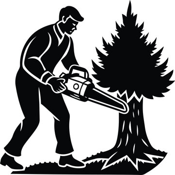recommend clip art: A beautiful Lumberjack vector illustration, Lumberjack silhouette vector art, Lumberjack line art isolated vector icon design