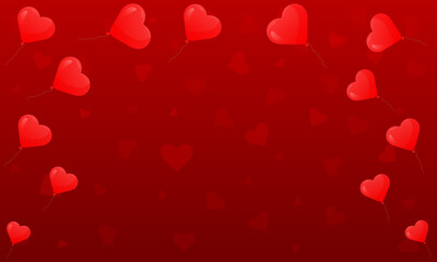 Valentines background with floating hearts and balloons