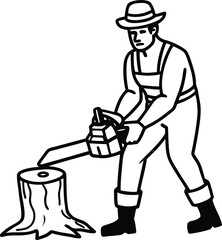 A beautiful Lumberjack vector illustration, Lumberjack silhouette vector art, Lumberjack line art isolated vector icon design