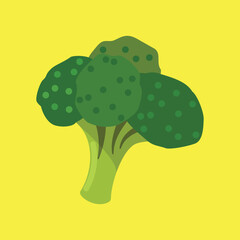 Fresh Green Broccoli Vector Icon: Healthy Organic Vegetable Illustration in Flat Style