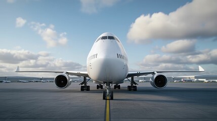 Cargo plane unloading goods and packages at a modern well equipped airport