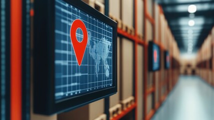 Technological hub showcasing a holographic map of freight routes enabling real time tracking data visualization and advanced logistics analytics for optimizing supply chain and distribution