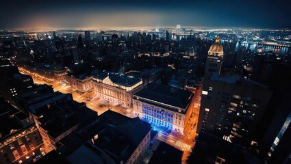 Fototapeta premium night view of the city, aerial view of the city at night