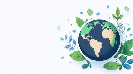 a joyful earth vector, planet element, kawaii style, blue and green, isolated on white background