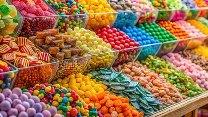 Sweet Display in Camden Town Shop, vibrant treats, colorful treats