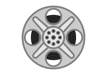 Carrete o rollo de película de cine gris