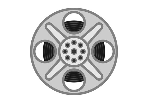 Carrete o rollo de pel&iacute;cula de cine gris