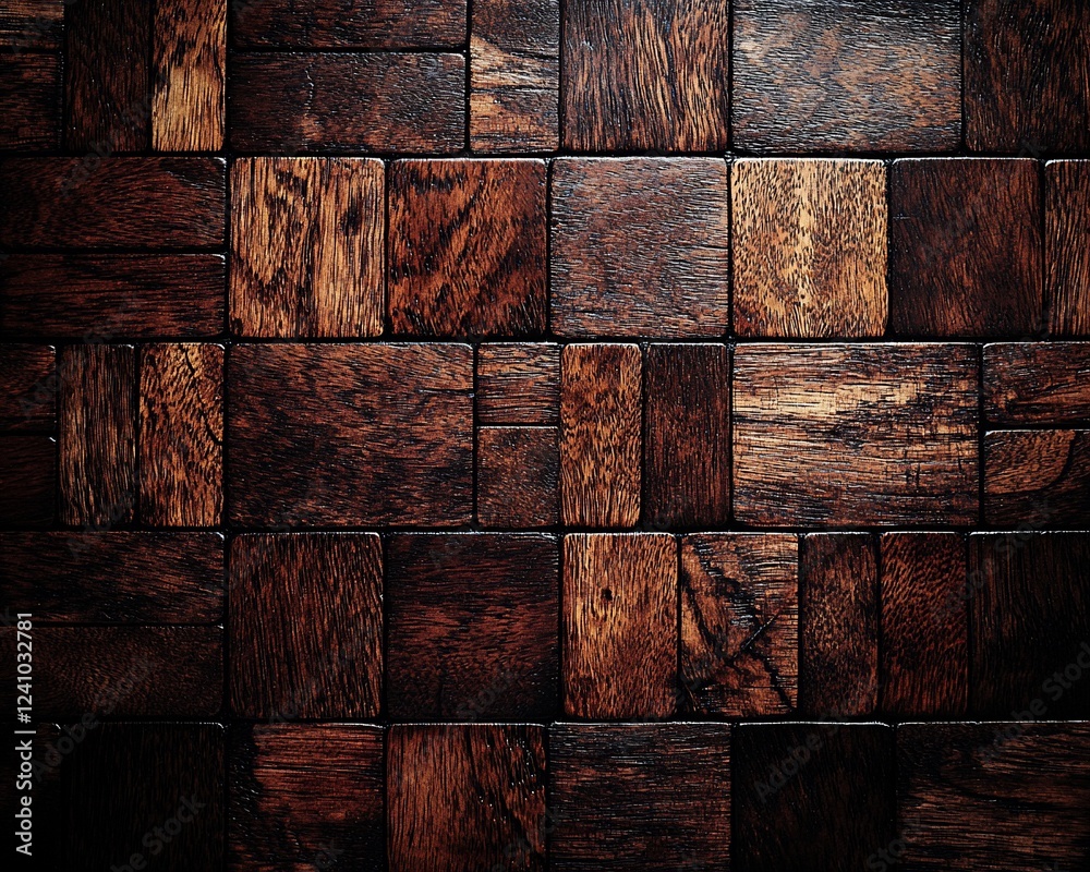 Poster Dark wood block texture background design