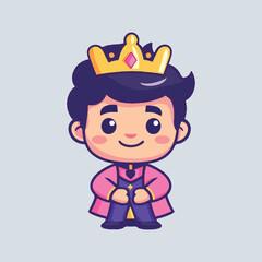 A young king with a smile and casual clothing under his simple cloak vector illustration 