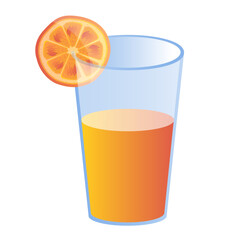 Citrus orange juice in a glass cup sliced fresh fruit cartoon illustration image
