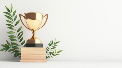 Fototapeta premium a radiant trophy vector, achievement element, 3D glossy style, gold, isolated on white background
