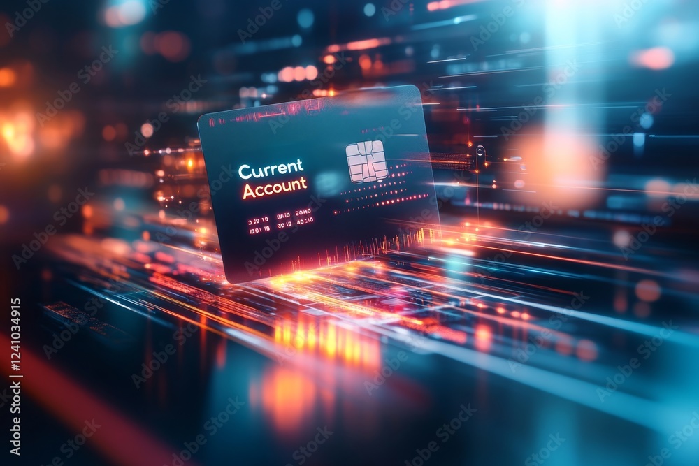 Poster A stylized debit card with a small animated 