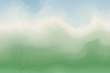 Obraz premium Green and blue gradient background with a smooth, fluid texture resembling ocean waves or misty landscapes. Great for presentations, web design, and branding.