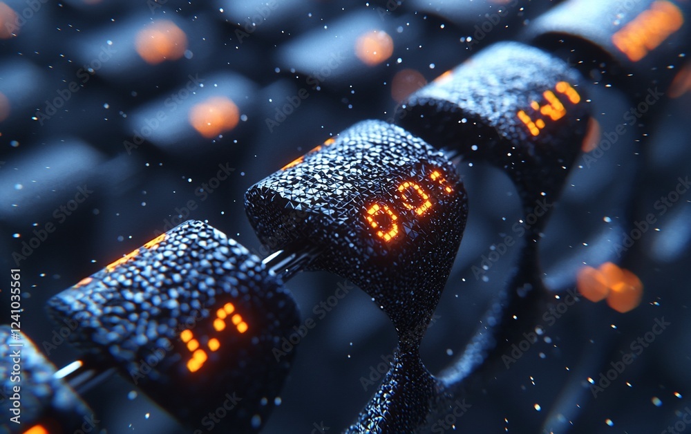 Aufkleber Digital countdown timer, keyboard background, data processing, future tech concept