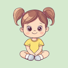 A cute happy baby girl sitting vector illustration 
