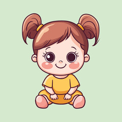 A cute happy baby girl sitting vector illustration 