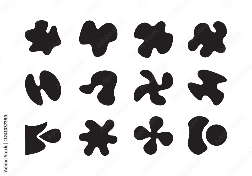 Fototapete ilhouette shape icons in an abstract and artistic style. each shape is unique, featuring irregular, 