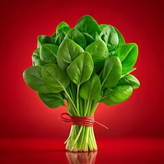 Fresh Green Herb Bundle with Lush Leaves on Vibrant Background