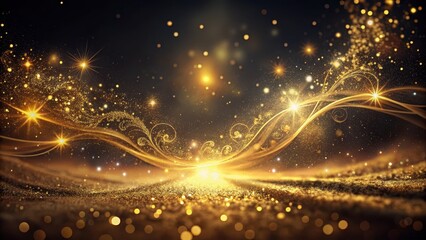 Obraz premium Sparkling gold dust suspended in mid-air over a dark