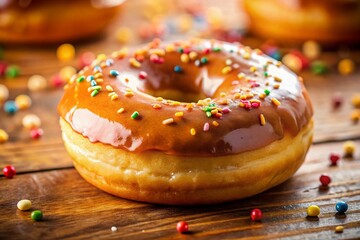 Delicious Glazed Donut Portrait Photography - Sweet Treat Stock Photo