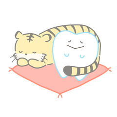 虎と一緒に眠る歯のキャラクター