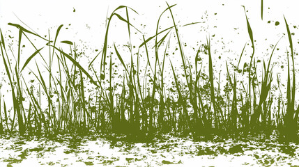 Obraz premium Illustration of Grass in Mud – Flat Design with Green Palette