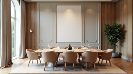 Smart TV Display Mockup,  a Smart TV is perched on a credenza elegantly displaying a fireplace screensaver photorealistic.