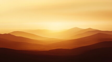 Earth-tone Gradient Landscape with Warm Hues and Layered Mountain Silhouettes at Sunset