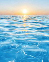 Obraz premium Calm ocean waves reflecting warm sunset glow, creating serene atmosphere