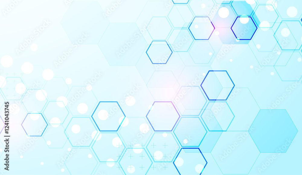 Aufkleber Abstract science background with hexagons. Blue gradient. Vector.