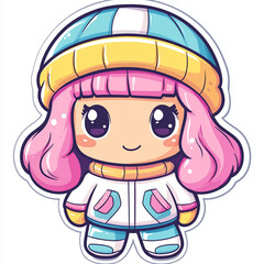 Cute Winter Girl Cartoon Character Illustration - Kawaii/Cute chara.