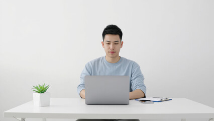 Modern minimalist office space with laptop and copy space for professional projects